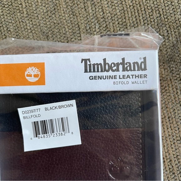 NWT Timberland Sport Contrasting Leather Wallet Black/Brown - Picture 6 of 8